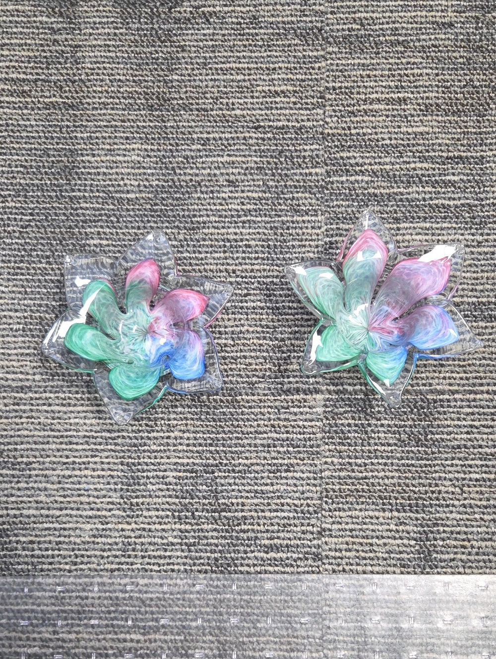 Murano Inspired Multicolor Swirl Glass Flower Candle Holders - Set of 2 - Picture 1 of 6